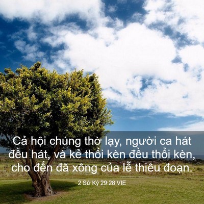 Picture 03 - 2 Sử Ký 29:28 VIE - Cả hội chúng thờ lạy, người ca hát - Bible Verse Picture