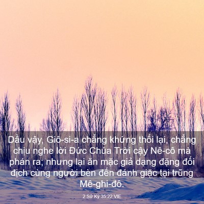Picture 03 - 2 Sử Ký 35:22 VIE - Dầu vậy, Giô-si-a chẳng khứng thối - Bible Verse Picture