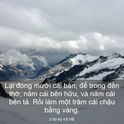Picture 03 - 2 Sử Ký 4:8 VIE - Lại đóng mười cái bàn, để trong - Bible Verse Picture