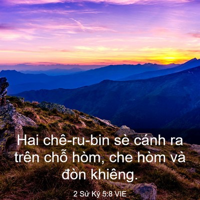 Picture 03 - 2 Sử Ký 5:8 VIE - Hai chê-ru-bin sè cánh ra trên chỗ hòm, - Bible Verse Picture