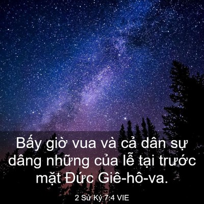 Picture 03 - 2 Sử Ký 7:4 VIE - Bấy giờ vua và cả dân sự dâng những - Bible Verse Picture