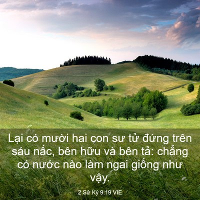 Picture 03 - 2 Sử Ký 9:19 VIE - Lại có mười hai con sư tử đứng trên - Bible Verse Picture