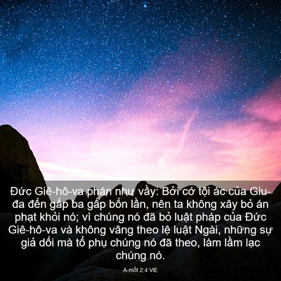 Picture 03 - A-mốt 2:4 VIE - Đức Giê-hô-va phán như vầy: Bởi cớ - Bible Verse Picture