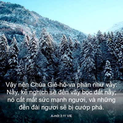 Picture 03 - A-mốt 3:11 VIE - Vậy nên Chúa Giê-hô-va phán như vầy: - Bible Verse Picture