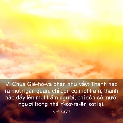 Picture 03 - A-mốt 5:3 VIE - Vì Chúa Giê-hô-va phán như vầy: Thành - Bible Verse Picture