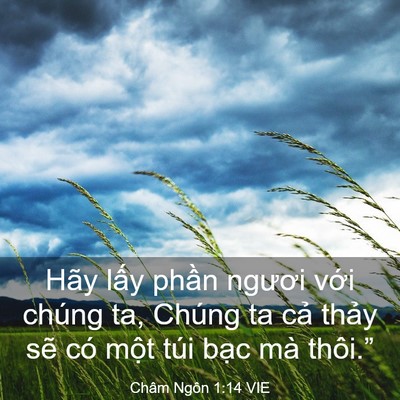 Picture 03 - Châm Ngôn 1:14 VIE - Hãy lấy phần ngươi với chúng ta, Chúng - Bible Verse Picture