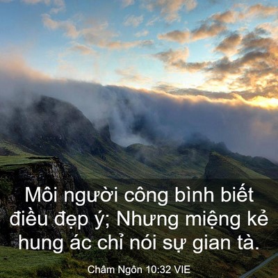 Picture 03 - Châm Ngôn 10:32 VIE - Môi người công bình biết điều đẹp - Bible Verse Picture