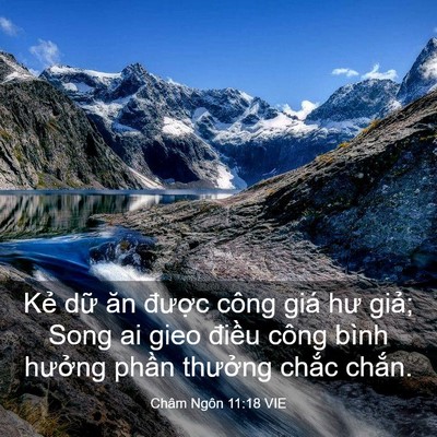 Picture 03 - Châm Ngôn 11:18 VIE - Kẻ dữ ăn được công giá hư giả; Song - Bible Verse Picture