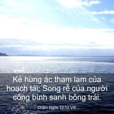 Picture 03 - Châm Ngôn 12:12 VIE - Kẻ hung ác tham lam của hoạch tài; Song - Bible Verse Picture