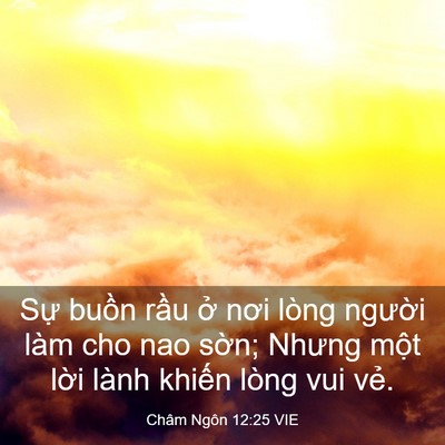 Picture 03 - Châm Ngôn 12:25 VIE - Sự buồn rầu ở nơi lòng người làm - Bible Verse Picture
