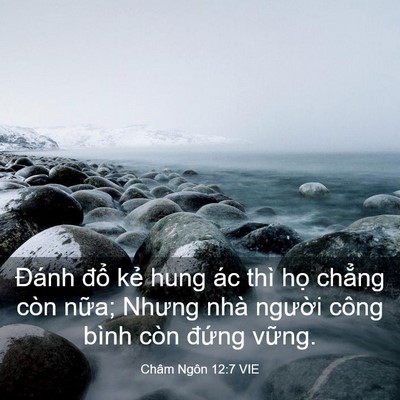 Picture 03 - Châm Ngôn 12:7 VIE - Đánh đổ kẻ hung ác thì họ chẳng còn - Bible Verse Picture