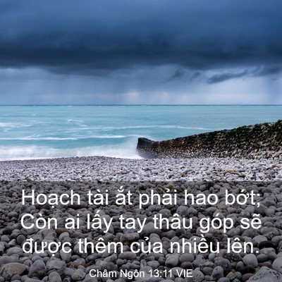Picture 03 - Châm Ngôn 13:11 VIE - Hoạch tài ắt phải hao bớt; Còn ai lấy - Bible Verse Picture