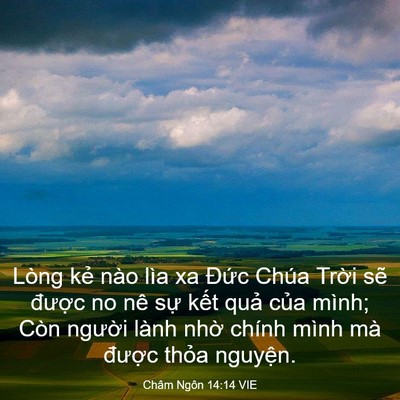 Picture 03 - Châm Ngôn 14:14 VIE - Lòng kẻ nào lìa xa Đức Chúa Trời sẽ - Bible Verse Picture