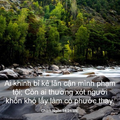 Picture 03 - Châm Ngôn 14:21 VIE - Ai khinh bỉ kẻ lân cận mình phạm tội; - Bible Verse Picture