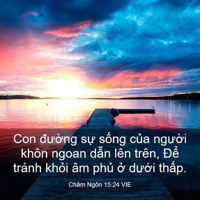 Picture 03 - Châm Ngôn 15:24 VIE - Con đường sự sống của người khôn - Bible Verse Picture