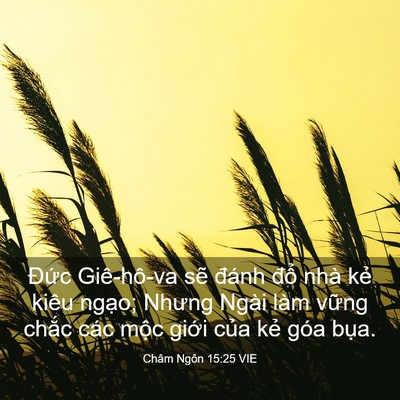 Picture 03 - Châm Ngôn 15:25 VIE - Đức Giê-hô-va sẽ đánh đổ nhà kẻ - Bible Verse Picture