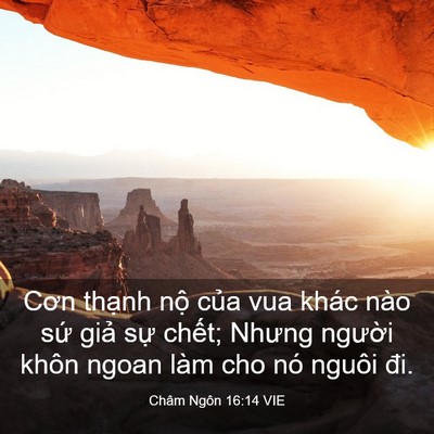 Picture 03 - Châm Ngôn 16:14 VIE - Cơn thạnh nộ của vua khác nào sứ giả - Bible Verse Picture