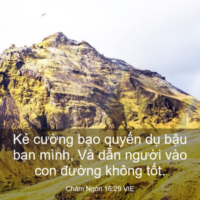 Picture 03 - Châm Ngôn 16:29 VIE - Kẻ cường bạo quyến dụ bậu bạn - Bible Verse Picture