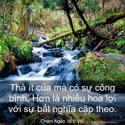Picture 03 - Châm Ngôn 16:8 VIE - Thà ít của mà có sự công bình, Hơn là - Bible Verse Picture