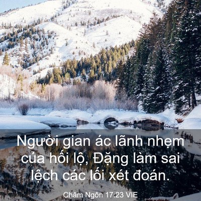 Picture 03 - Châm Ngôn 17:23 VIE - Người gian ác lãnh nhẹm của hối lộ, - Bible Verse Picture
