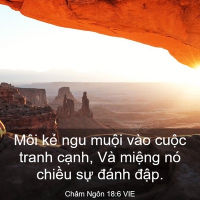 Picture 03 - Châm Ngôn 18:6 VIE - Môi kẻ ngu muội vào cuộc tranh cạnh, - Bible Verse Picture