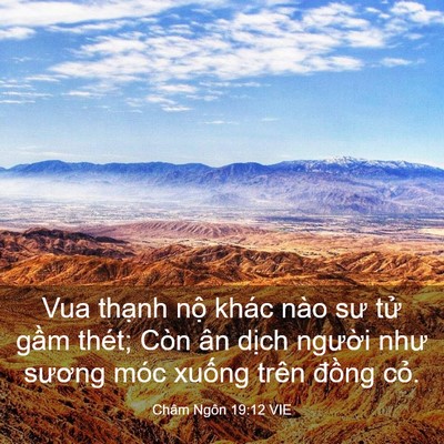 Picture 03 - Châm Ngôn 19:12 VIE - Vua thạnh nộ khác nào sư tử gầm thét; - Bible Verse Picture