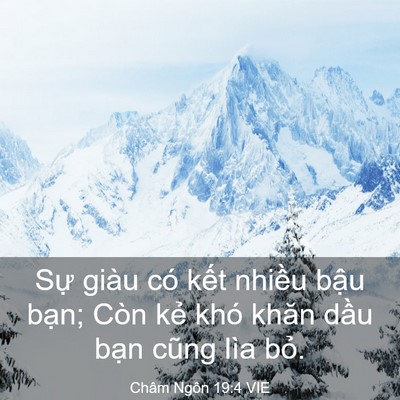 Picture 03 - Châm Ngôn 19:4 VIE - Sự giàu có kết nhiều bậu bạn; Còn - Bible Verse Picture
