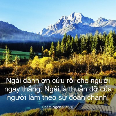 Picture 03 - Châm Ngôn 2:7 VIE - Ngài dành ơn cứu rỗi cho người ngay - Bible Verse Picture