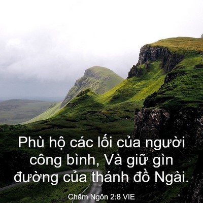 Picture 03 - Châm Ngôn 2:8 VIE - Phù hộ các lối của người công bình, - Bible Verse Picture