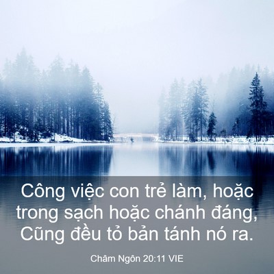 Picture 03 - Châm Ngôn 20:11 VIE - Công việc con trẻ làm, hoặc trong sạch - Bible Verse Picture