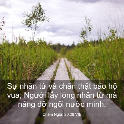 Picture 03 - Châm Ngôn 20:28 VIE - Sự nhân từ và chân thật bảo hộ vua; - Bible Verse Picture