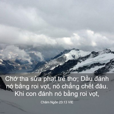 Picture 03 - Châm Ngôn 23:13 VIE - Chớ tha sửa phạt trẻ thơ; Dầu đánh - Bible Verse Picture