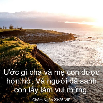 Picture 03 - Châm Ngôn 23:25 VIE - Ước gì cha và mẹ con được hớn hở, - Bible Verse Picture