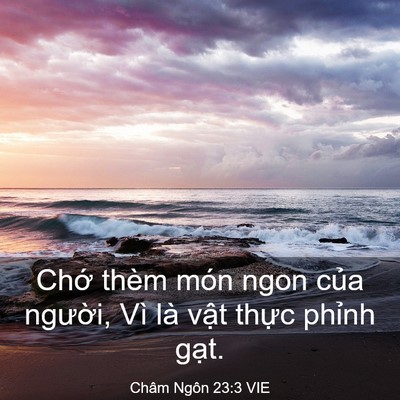 Picture 03 - Châm Ngôn 23:3 VIE - Chớ thèm món ngon của người, Vì là - Bible Verse Picture