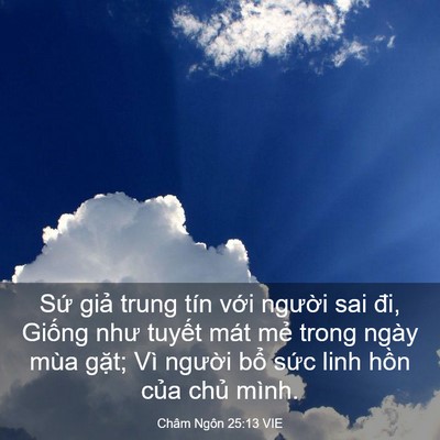 Picture 03 - Châm Ngôn 25:13 VIE - Sứ giả trung tín với người sai đi, - Bible Verse Picture