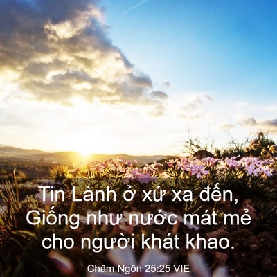 Picture 03 - Châm Ngôn 25:25 VIE - Tin Lành ở xứ xa đến, Giống như - Bible Verse Picture