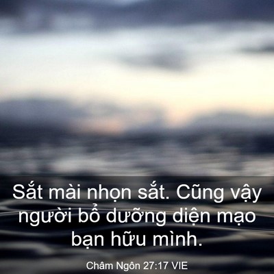 Picture 03 - Châm Ngôn 27:17 VIE - Sắt mài nhọn sắt. Cũng vậy người - Bible Verse Picture