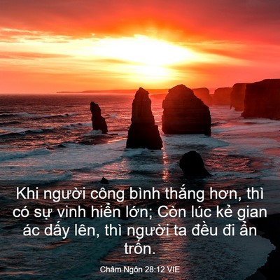 Picture 03 - Châm Ngôn 28:12 VIE - Khi người công bình thắng hơn, thì có - Bible Verse Picture