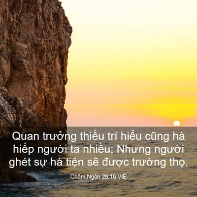 Picture 03 - Châm Ngôn 28:16 VIE - Quan trưởng thiếu trí hiểu cũng hà - Bible Verse Picture