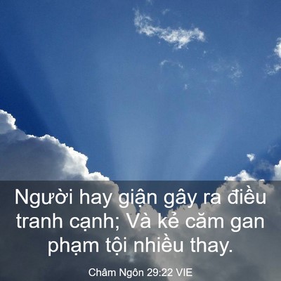 Picture 03 - Châm Ngôn 29:22 VIE - Người hay giận gây ra điều tranh cạnh; - Bible Verse Picture