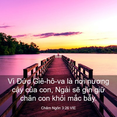 Picture 03 - Châm Ngôn 3:26 VIE - Vì Đức Giê-hô-va là nơi nương cậy - Bible Verse Picture
