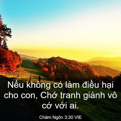 Picture 03 - Châm Ngôn 3:30 VIE - Nếu không có làm điều hại cho con, - Bible Verse Picture