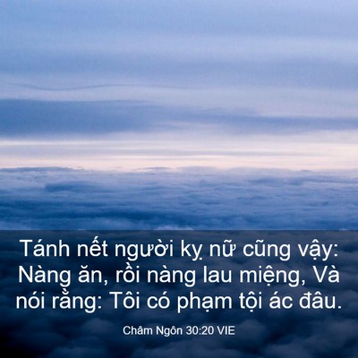 Picture 03 - Châm Ngôn 30:20 VIE - Tánh nết người kỵ nữ cũng vậy: Nàng - Bible Verse Picture