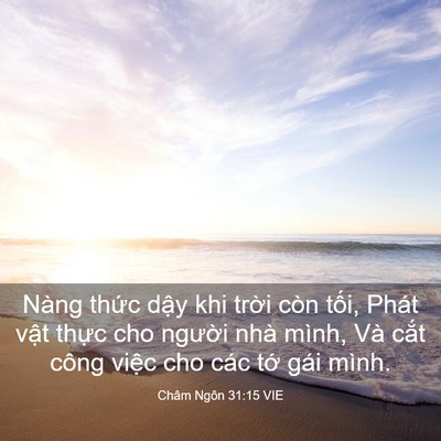 Picture 03 - Châm Ngôn 31:15 VIE - Nàng thức dậy khi trời còn tối, Phát - Bible Verse Picture