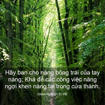 Picture 03 - Châm Ngôn 31:31 VIE - Hãy ban cho nàng bông trái của tay nàng; - Bible Verse Picture