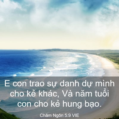 Picture 03 - Châm Ngôn 5:9 VIE - E con trao sự danh dự mình cho kẻ khác, - Bible Verse Picture
