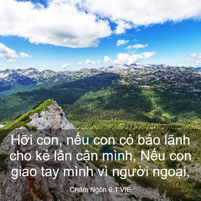 Picture 03 - Châm Ngôn 6:1 VIE - Hỡi con, nếu con có bảo lãnh cho kẻ - Bible Verse Picture