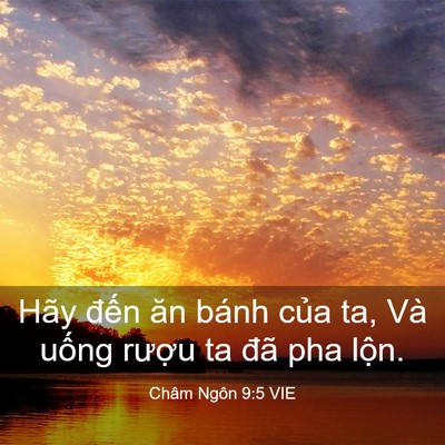Picture 03 - Châm Ngôn 9:5 VIE - Hãy đến ăn bánh của ta, Và uống - Bible Verse Picture