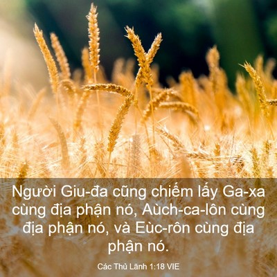 Picture 03 - Các Thủ Lãnh 1:18 VIE - Người Giu-đa cũng chiếm lấy Ga-xa cùng - Bible Verse Picture