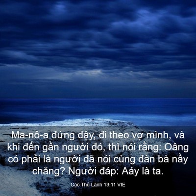 Picture 03 - Các Thủ Lãnh 13:11 VIE - Ma-nô-a đứng dậy, đi theo vợ mình, và - Bible Verse Picture